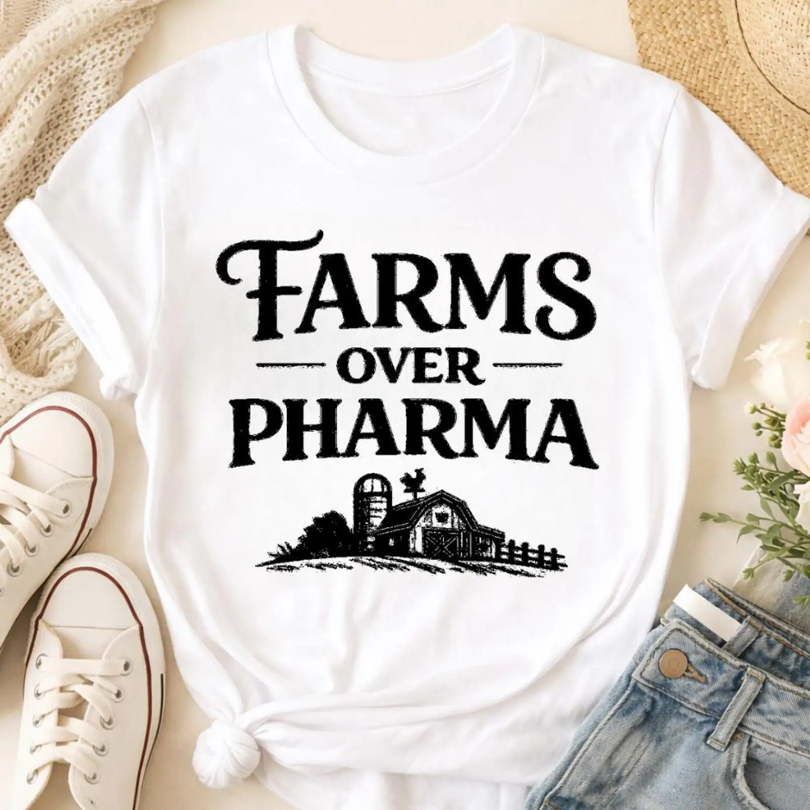 Farms Over Pharma T Shirt Eco  - Sustainable Agriculture/Farming ulasan dan harga